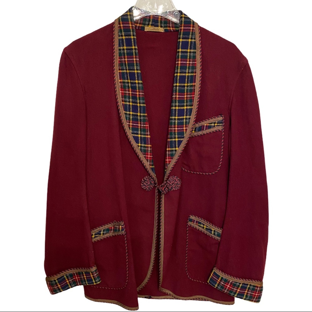 Caulflied vintage plaid wool blend blazer